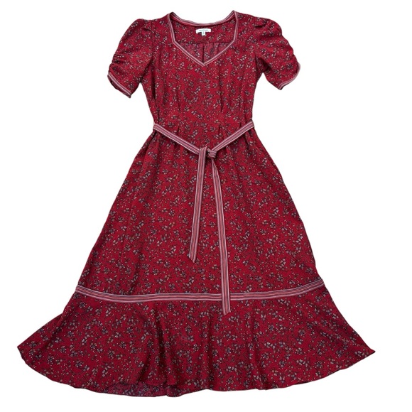 MAX STUDIO | Beautiful Red Floral Boho Tiered Dress size Small - Picture 2 of 12